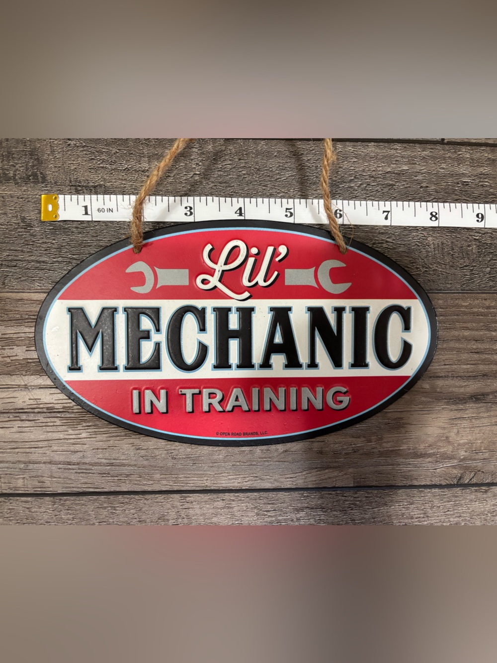 Open Road Brands Lil' Mechanic In Training Red and White Oval Wall Sign